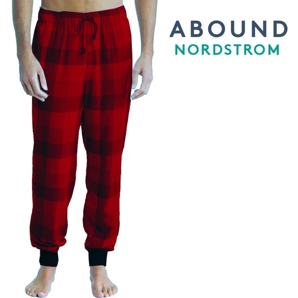 Nordstrom ABOUND Flannel Jogger Pants Buffalo Plaid Fitness Streetwear PJ NWOT - Picture 1 of 11